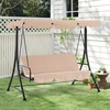 image:imageMCombo 3 Seat Patio Swings with Weather Resistant Steel Frame Adjustable Canopy Reclining Outdoor Porch Swing with Cushion for Backyard Porch Lawn Poolside Balcony 4089 BurgundyBeige