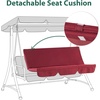 image:imageMCombo 3 Seat Patio Swings with Weather Resistant Steel Frame Adjustable Canopy Reclining Outdoor Porch Swing with Cushion for Backyard Porch Lawn Poolside Balcony 4089 BurgundyBurgundy