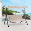 image:imageMCombo 3 Seat Patio Swings with Weather Resistant Steel Frame Adjustable Canopy Reclining Outdoor Porch Swing with Cushion for Backyard Porch Lawn Poolside Balcony 4089 BurgundyBeige