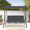 image:imageMCombo 3 Seat Patio Swings with Weather Resistant Steel Frame Adjustable Canopy Reclining Outdoor Porch Swing with Cushion for Backyard Porch Lawn Poolside Balcony 4089 BurgundyDark Grey