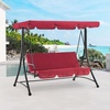 image:imageMCombo 3 Seat Patio Swings with Weather Resistant Steel Frame Adjustable Canopy Reclining Outdoor Porch Swing with Cushion for Backyard Porch Lawn Poolside Balcony 4089 BurgundyBurgundy