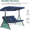 image:imageMCombo 3Seat Convertible Porch Swing for Various Postures Reclining Outdoor Swing Chair with Chain Armrest Patio Glider Chair with Thickened Cushions for Backyard Garden Dark BlueDark Blue