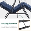 image:imageMCombo 3Seat Convertible Porch Swing for Various Postures Reclining Outdoor Swing Chair with Chain Armrest Patio Glider Chair with Thickened Cushions for Backyard Garden Dark BlueDark Blue
