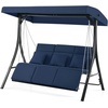 image:imageMCombo 3Seat Convertible Porch Swing for Various Postures Reclining Outdoor Swing Chair with Chain Armrest Patio Glider Chair with Thickened Cushions for Backyard Garden Dark BlueDark Blue