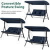 image:imageMCombo 3Seat Convertible Porch Swing for Various Postures Reclining Outdoor Swing Chair with Chain Armrest Patio Glider Chair with Thickened Cushions for Backyard Garden Dark BlueDark Blue