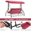 image:imageMCombo 3Seat Outdoor Patio Swing Chair 2in1 Convertible Porch Swing Glider Chair with Removable Cushions Adjustable Canopy amp Pillows for Backyard Deck Garden 4068 Burgundy