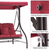 image:imageMCombo 3Seat Outdoor Patio Swing Chair 2in1 Convertible Porch Swing Glider Chair with Removable Cushions Adjustable Canopy amp Pillows for Backyard Deck Garden 4068 Burgundy