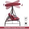 image:imageMCombo 3Seat Outdoor Patio Swing Chair 2in1 Convertible Porch Swing Glider Chair with Removable Cushions Adjustable Canopy amp Pillows for Backyard Deck Garden 4068 Burgundy