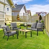 image:imageMCombo 4 Pieces Patio Furniture Sets Outdoor Conversation Sets with Sofa Outdoor Loveseat Single Chair with Removable amp Washable Deep Seating Cushion Coffee Table with Wood Tabletop GreyGrey