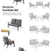 image:imageMCombo 4 Pieces Patio Furniture Sets Outdoor Conversation Sets with Sofa Outdoor Loveseat Single Chair with Removable amp Washable Deep Seating Cushion Coffee Table with Wood Tabletop GreyGrey