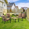 image:imageMCombo 4 Pieces Patio Furniture Sets Outdoor Conversation Sets with Sofa Outdoor Loveseat Single Chair with Removable amp Washable Deep Seating Cushion Coffee Table with Wood Tabletop GreyBeige