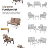 image:imageMCombo 4 Pieces Patio Furniture Sets Outdoor Conversation Sets with Sofa Outdoor Loveseat Single Chair with Removable amp Washable Deep Seating Cushion Coffee Table with Wood Tabletop GreyBeige