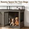 image:imageMCombo 57 Furniture Style Dog Crate Wooden Dog Kennel TV Stand for 2 Medium Dogs Large Dog Cage with 2 Doors Indoor Pet Crate End Table with Locks 1861 BrownBrown