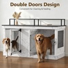 image:imageMCombo 57 Furniture Style Dog Crate Wooden Dog Kennel TV Stand for 2 Medium Dogs Large Dog Cage with 2 Doors Indoor Pet Crate End Table with Locks 1861 BrownWhite