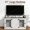 image:imageMCombo 57 Furniture Style Dog Crate Wooden Dog Kennel TV Stand for 2 Medium Dogs Large Dog Cage with 2 Doors Indoor Pet Crate End Table with Locks 1861 BrownWhite