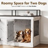 image:imageMCombo 57 Furniture Style Dog Crate Wooden Dog Kennel TV Stand for 2 Medium Dogs Large Dog Cage with 2 Doors Indoor Pet Crate End Table with Locks 1861 BrownWhite