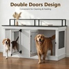 image:imageMCombo 57 Furniture Style Dog Crate Wooden Dog Kennel TV Stand for 2 Medium Dogs Large Dog Cage with 2 Doors Indoor Pet Crate End Table with Locks 1861 BrownLight Grey