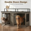 image:imageMCombo 57 Furniture Style Dog Crate Wooden Dog Kennel TV Stand for 2 Medium Dogs Large Dog Cage with 2 Doors Indoor Pet Crate End Table with Locks 1861 BrownBrown