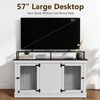 image:imageMCombo 57 Furniture Style Dog Crate Wooden Dog Kennel TV Stand for 2 Medium Dogs Large Dog Cage with 2 Doors Indoor Pet Crate End Table with Locks 1861 BrownLight Grey