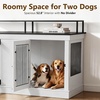 image:imageMCombo 57 Furniture Style Dog Crate Wooden Dog Kennel TV Stand for 2 Medium Dogs Large Dog Cage with 2 Doors Indoor Pet Crate End Table with Locks 1861 BrownLight Grey