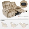 image:imageMCombo 587 Zero Gravity Power Loveseat Recliner with Heat and Vibration Massage Reclining Loveseat Sofa with USB Ports for Living Room Fabric 6237 Beige
