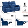 image:imageMCombo 616 Wall Hugger Power Loveseat Recliner Reclining Loveseat with Adjustable Headrest USB Charge Ports Wood Legs for Living Room RVs Small Spaces Fabric ST258M1 Loveseat CoffeeNavy Blue
