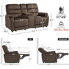 image:imageMCombo 616 Wall Hugger Power Loveseat Recliner Reclining Loveseat with Adjustable Headrest USB Charge Ports Wood Legs for Living Room RVs Small Spaces Fabric ST258M1 Loveseat CoffeeCoffee