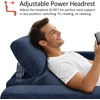 image:imageMCombo 622 Reclining Loveseat Wall Hugger Power Loveseat Recliner Sofa with Adjustable Headrest USB A amp C Charge Ports Wood Legs for Living Room Fabric HL198M1CoffeeNavy Blue