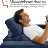 image:imageMCombo 622 Reclining Loveseat Wall Hugger Power Loveseat Recliner Sofa with Adjustable Headrest USB A amp C Charge Ports Wood Legs for Living Room Fabric HL198M1CoffeeNavy Blue