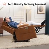 image:imageMCombo 634 Oversized Reclining Loveseat with Heat and Massage Zero Gravity Recliner Loveseat Sofa with Adjustable Headrest and Dual USB Charging Ports Leather 6711Cognac BrownCognac Brown