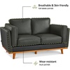 image:imageMCombo 648 Genuine Leather Couch Leather Loveseat with Solid Wood Frame Real Leather Sofa for Living Room Napa Leather VE793 Cognac Tan LoveseatBlack