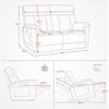 image:imageMCombo 708 Zero Gravity Power Loveseat Recliner Sofa with Massage and Dual Heating Adjustable Headrest USB amp Type C Port for Living Room Fabric PR606M2 Dark GreyDark Grey