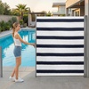 image:imageMCombo 78 x 138 Aluminium Patio Retractable Side Awning Fully Assembled Waterproof Sunshade Privacy Screen for Garden Balcony and Pools Beige 78x138Ocean Blue with White Stripes