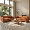 image:imageMCombo 84 Inch Oversized Genuine Leather Sofa Real Leather Sofa with FeatherFiber Pillow amp Solid Wood Frame Napa Leather Loveseat for Living Room VE727 Cognac Tan