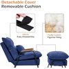 image:imageMCombo Accent Recliner Chair with Ottoman Modern Fabric Armchair Upholstered Sofa Bed for Living Room Bedroom Small Space 4055 Black Frame BlueBlue