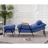 image:imageMCombo Accent Recliner Chair with Ottoman Modern Fabric Armchair Upholstered Sofa Bed for Living Room Bedroom Small Space 4055 Black Frame BlueBlue