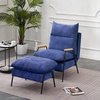 image:imageMCombo Accent Recliner Chair with Ottoman Modern Fabric Armchair Upholstered Sofa Bed for Living Room Bedroom Small Space 4055 Black Frame BlueBlue