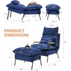image:imageMCombo Accent Recliner Chair with Ottoman Modern Fabric Armchair Upholstered Sofa Bed for Living Room Bedroom Small Space 4055 Black Frame BlueBlue