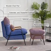 image:imageMCombo Accent Recliner Chair with Ottoman Modern Fabric Armchair Upholstered Sofa Bed for Living Room Bedroom Small Space 4055 Black Frame BlueBlue