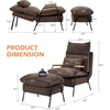 image:imageMCombo Accent Recliner Chair with Ottoman Modern Fabric Armchair Upholstered Sofa Bed for Living Room Bedroom Small Space 4055 Black Frame BlueBrown