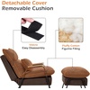 image:imageMCombo Accent Recliner Chair with Ottoman Modern Fabric Armchair Upholstered Sofa Bed for Living Room Bedroom Small Space 4055 Black Frame BlueBrown