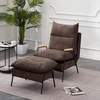image:imageMCombo Accent Recliner Chair with Ottoman Modern Fabric Armchair Upholstered Sofa Bed for Living Room Bedroom Small Space 4055 Black Frame BlueBrown