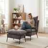 image:imageMCombo Accent Recliner Chair with Ottoman Modern Fabric Armchair Upholstered Sofa Bed for Living Room Bedroom Small Space 4055 Black Frame BlueGrey