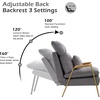 image:imageMCombo Accent Recliner Chair with Ottoman Modern Fabric Armchair Upholstered Sofa Bed for Living Room Bedroom Small Space 4055 Black Frame BlueGrey
