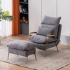 image:imageMCombo Accent Recliner Chair with Ottoman Modern Fabric Armchair Upholstered Sofa Bed for Living Room Bedroom Small Space 4055 Black Frame BlueGrey