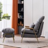 image:imageMCombo Accent Recliner Chair with Ottoman Modern Fabric Armchair Upholstered Sofa Bed for Living Room Bedroom Small Space 4055 Black Frame BlueGrey