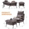 image:imageMCombo Accent Recliner Chair with Ottoman Modern Fabric Armchair Upholstered Sofa Bed for Living Room Bedroom Small Space 4055 Black Frame BlueGrey