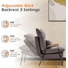 image:imageMCombo Accent Recliner Chair with Ottoman Modern Fabric Armchair Upholstered Sofa Bed for Living Room Bedroom Small Space 4055 Black Frame BlueGrey