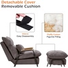 image:imageMCombo Accent Recliner Chair with Ottoman Modern Fabric Armchair Upholstered Sofa Bed for Living Room Bedroom Small Space 4055 Black Frame BlueGrey