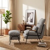 image:imageMCombo Accent Recliner Chair with Ottoman Modern Fabric Armchair Upholstered Sofa Bed for Living Room Bedroom Small Space 4055 Black Frame BlueHoundstooth
